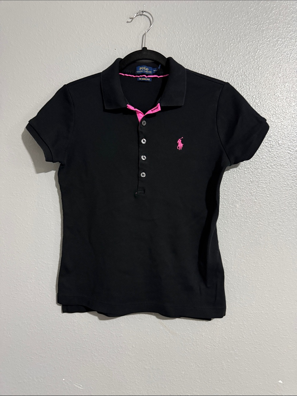 Polo by Ralph Lauren Black Polo with Pink Logo Trim
